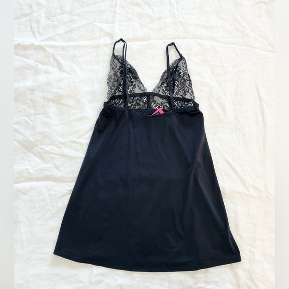 La Senza Black Lace Deep-V Slip Dress Nightgown - Picture 6 of 7